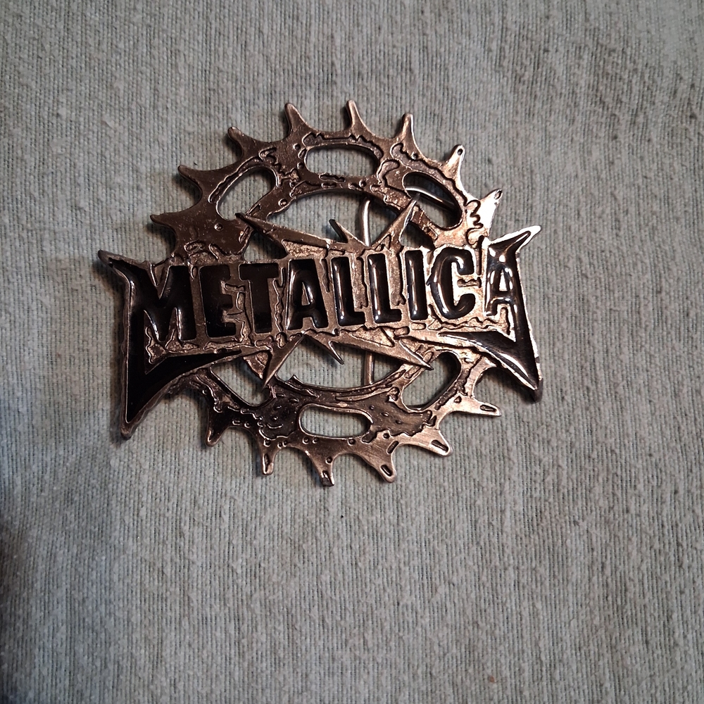 Metallica Logo Belt Buckle in Metallic Bronze